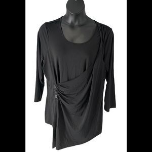 Truth + Style Twist Side Asymmetrical Hem Tunic Black - Petite